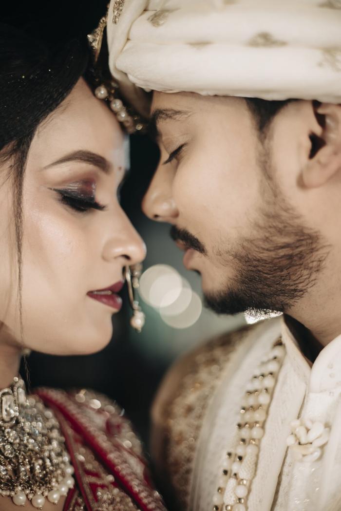 Bride and groom in a quiet moment together on their wedding day