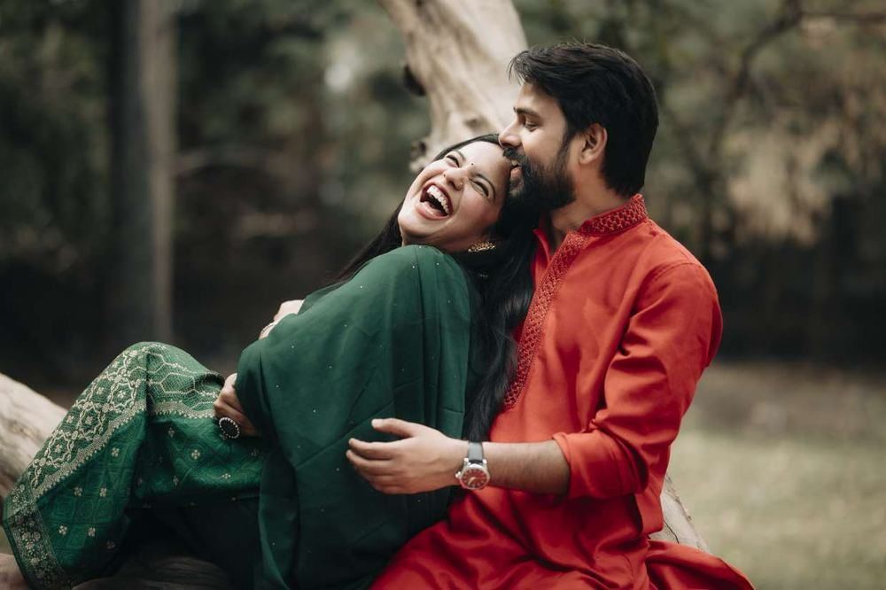 Cinematic couple portrait from a Prayagraj pre-wedding shoot