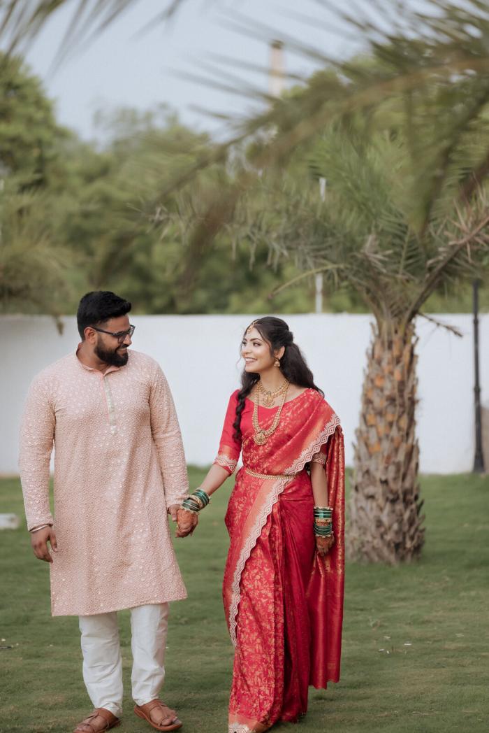 Couple walking hand in hand on the lawn, PickYouPic Prayagraj