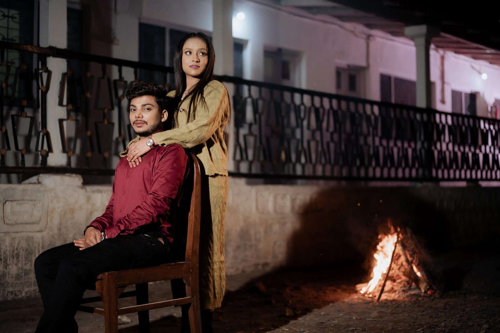 Pre-wedding shoot in Mukteshwar — bonfire · PickYouPic