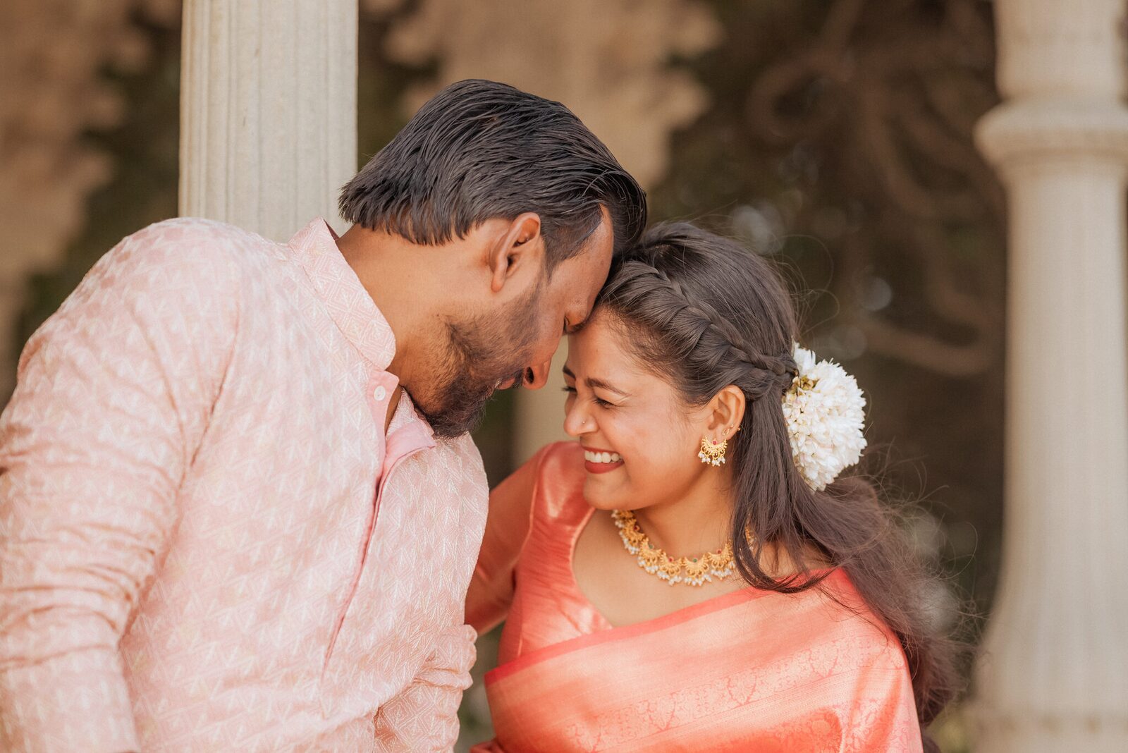 Forehead to forehead beside the columns at Ram Bagiya, Prayagraj