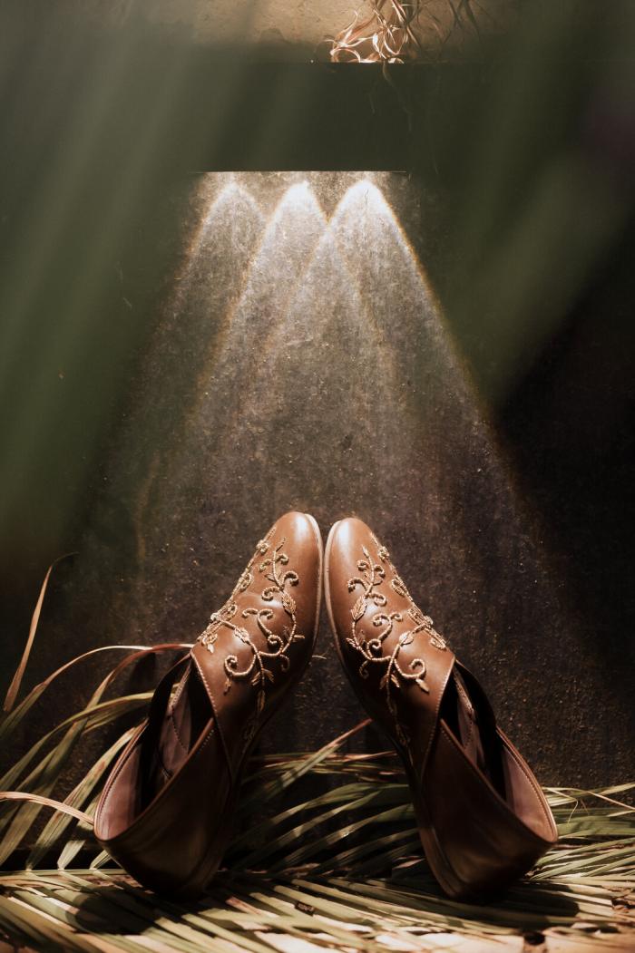 Bridal footwear detail under the spotlight, Prayagraj wedding